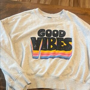 Old Navy Gray 'Good Vibes' Sweatshirt